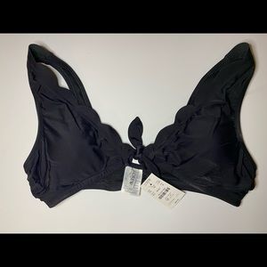 J.Crew Factory Scalloped Tie-Front Bikini Top- Med NWT
